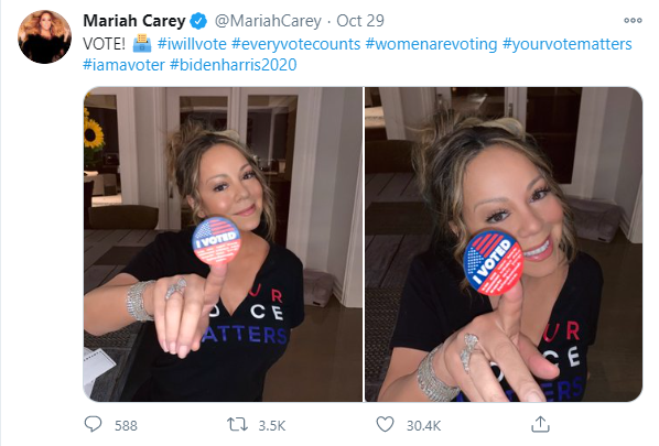 Mariah Carey lending her voice. – Twitter pic, November 2, 2020