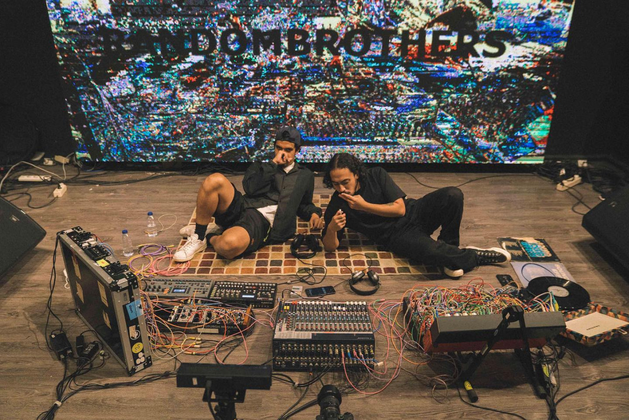 The Random Brothers work on their music. - Pic courtesy of Pepeya Records