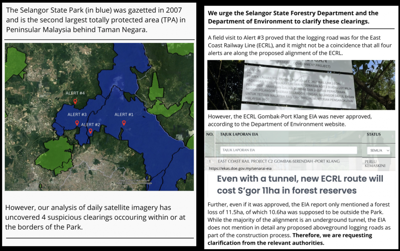 When queried if the project requires the preparation of an Environmental Impact Assessment and its approval from the Environment Department, a spokesman for China Communications Construction has said that he would have to obtain information from the company’s management regarding the matter. – Pic courtesy of Rimba Disclosure Project, February 2, 2023