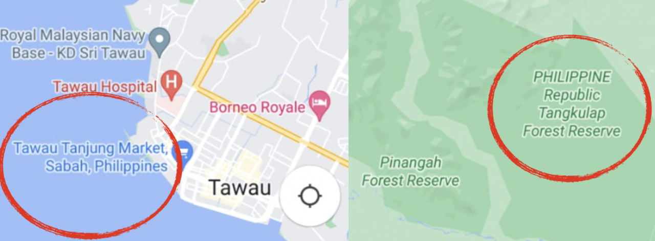 Today, other than Sandakan Airport, other places that have been tagged with ‘the Philippines’ on Google include ‘Tawau Tanjung Market, Sabah, Philippines’ and ‘the Philippine Republic Tangkulap Forest Reserve’ in Kinabatangan. – Screen grab pic, August 18, 2022