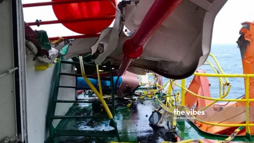 "Condition of the vessel after it was destroyed by bad weather – MMEA pic, October 27, 2020 "