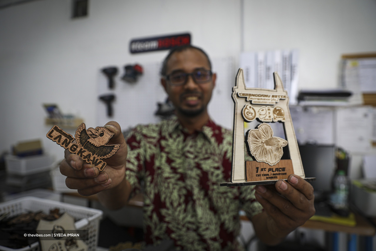 Laser-cut and engraved designs commissioned by Sentuhan Hyder for clients, most are predominantly hotels brand on the island and event organisers. – SYEDA IMRAN/The Vibes pic