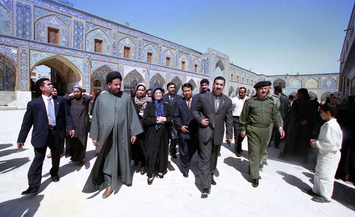During her three-day state visit to Iraq, Dr Siti Hasmah and her delegation were also taken to see a number of Iraqi shrines and mosques with stunning azure blue tiles. Together with her is Imam Al Hussin. – Pic courtesy of Ham Abu Bakar/'Speaking of Mass Destruction...'