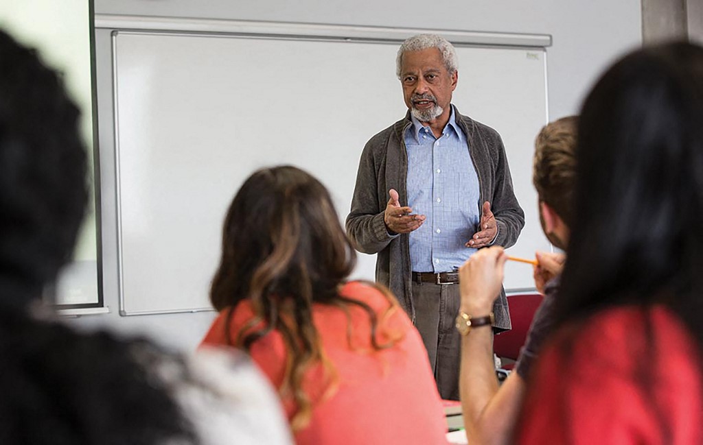 Abdulrazak Gurnah teaching students at the University of Kent on May 19, 2016 in a handout photograph released by the University of Kent on October 7. – AFP pic