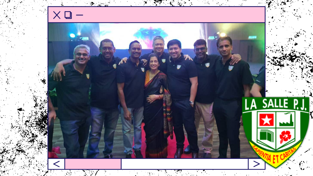 Khoo with her all-grown-up students who are LSPJ alumni. – Pic courtesy of Rathi Khoo