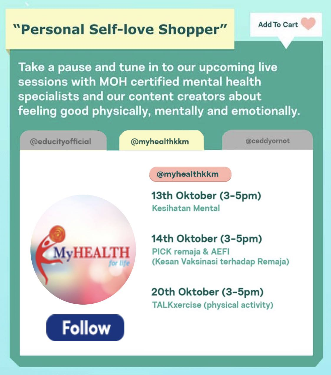 The schedule for the live sessions with MoH. – TikTok pic