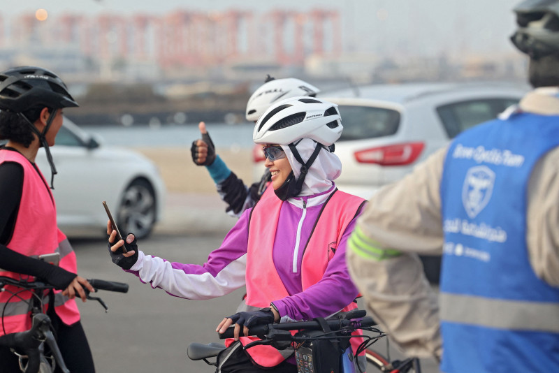 ‘It takes courage’: Saudi Arabia’s women cyclists break norms