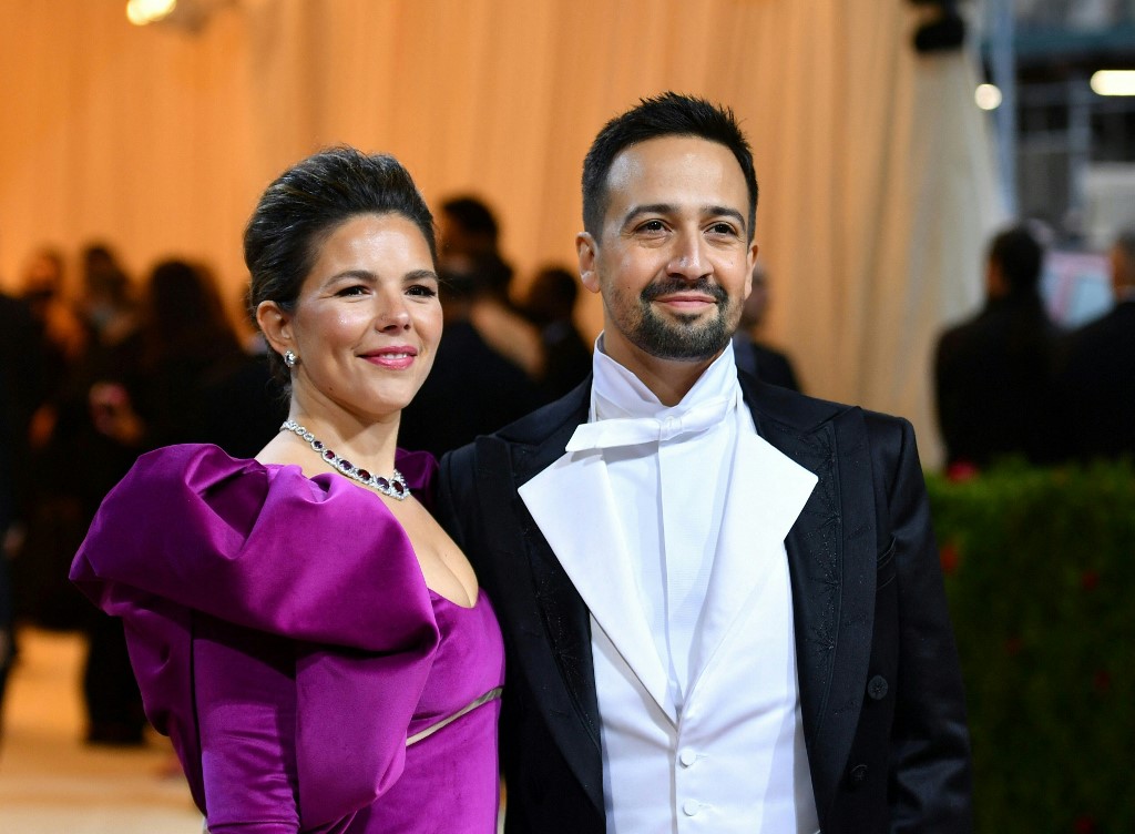 US actor and singer Lin-Manuel Miranda (right) and wife Vanessa Nadal. – AFP pic