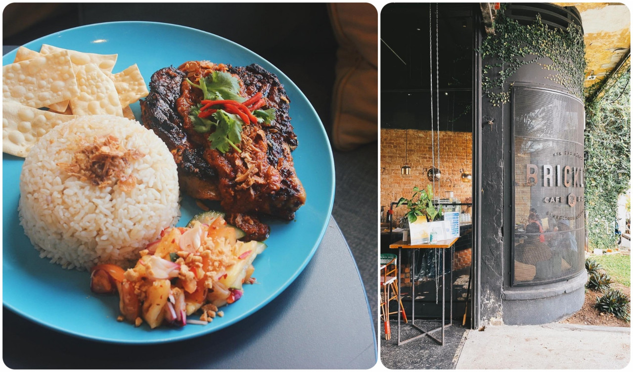 Kalio Grilled Chicken with Nasi Minyak by Bricklin Cafe (left) and the interior of the cafe. – Facebook pic