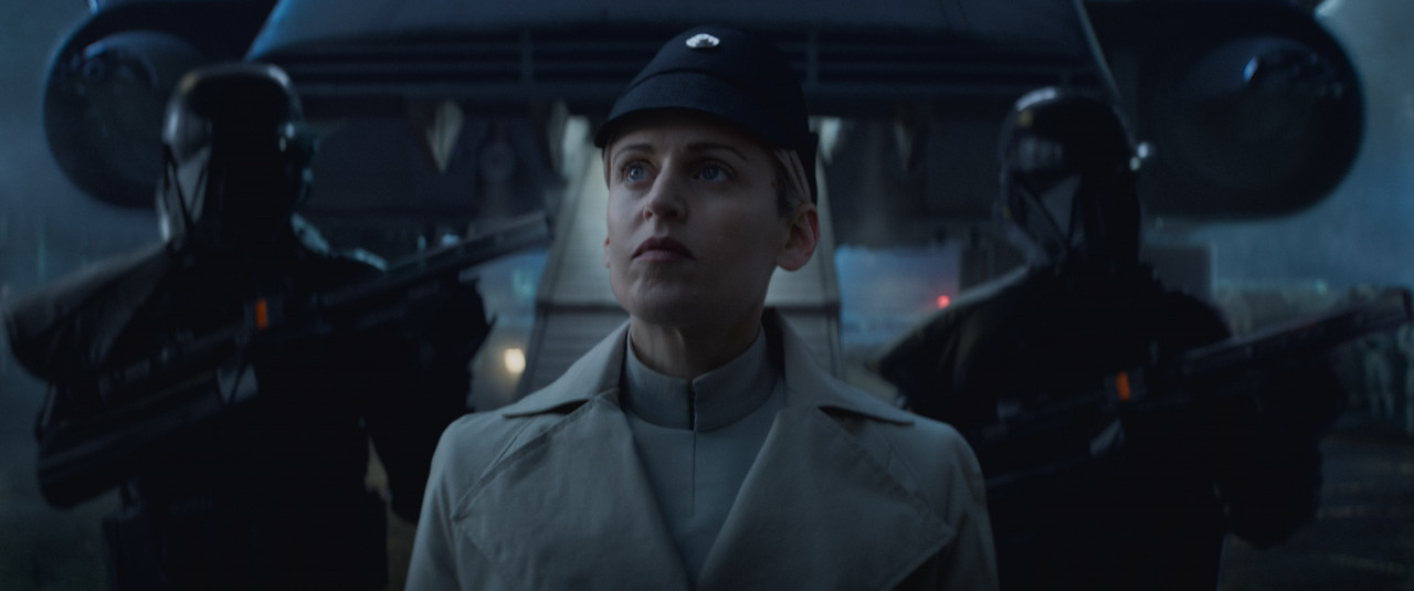 ISB officer Dedra Meero is flanked by two Death troopers as she goes about rooting out Rebel activity. – Pic courtesy of Disney