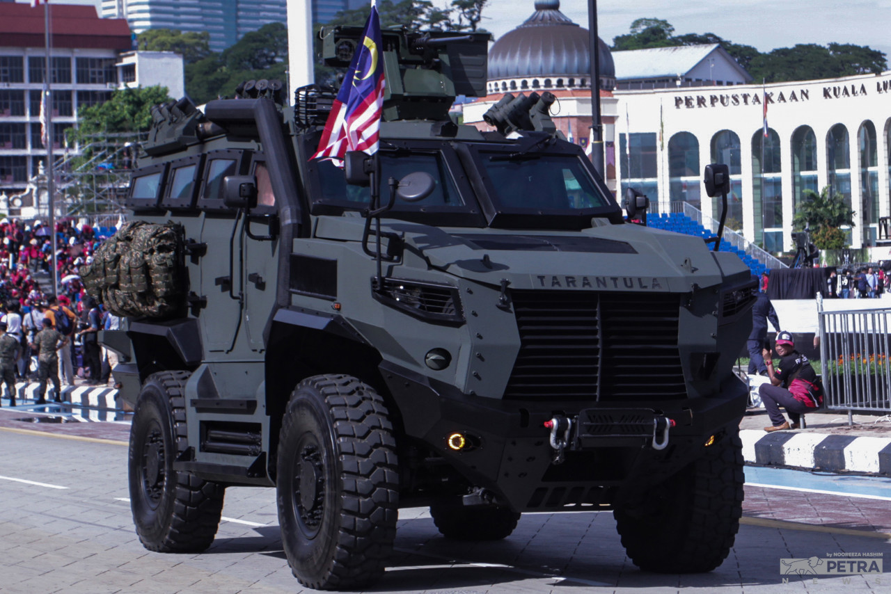 Making its first-ever appearance, Tarantula, the army’s latest high-mobility 4wD armoured vehicle, will participate in the National Day parade tomorrow. – NOOREEZA HASHIM/The Vibes pic, August 30, 2022