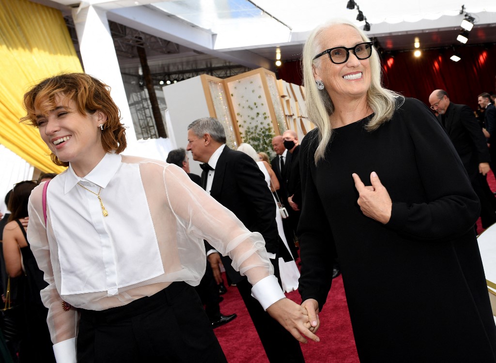 New Zealand director Jane Campion and her daughter attending the 94th Oscars. – AFP pic