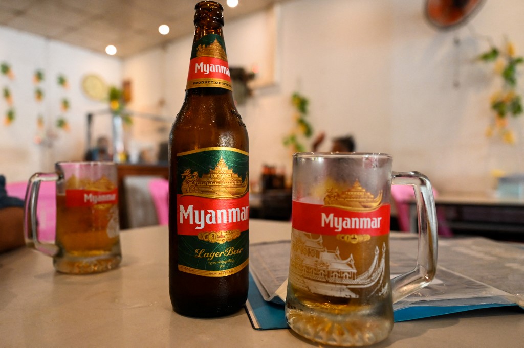 Myanmar Beer at a restaurant in Yangon on March 31, 2022. – AFP pic