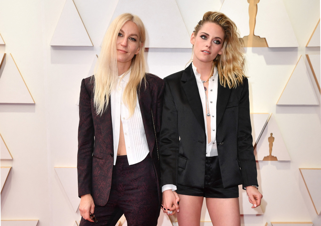 Kristen Stewart and Dylan Meyer walked the red carpet in suits and open white shirts, with the 'Twilight' star going for a shorts version. – AFP pic