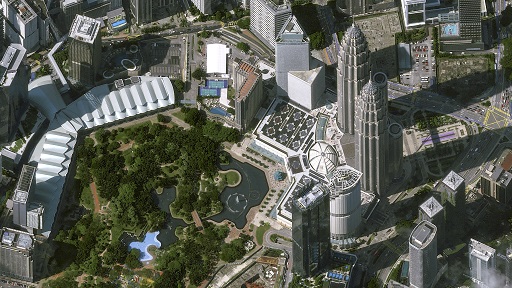 The KLCC and the Petronas Twin Towers. – Pic courtesy of Airbus