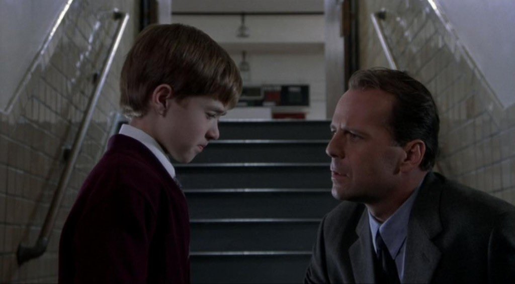 Willis with Haley Joel Osment in The Sixth Sense. – Twitter pic