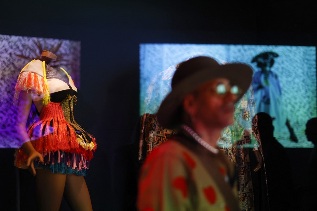 A Dress of Onder Die Invloed designed in 2018 is seen displayed, during a photo call for the 'Africa Fashion' exhibition at the Victoria and Albert museum in London on June, 27, 2022. – AFP pic