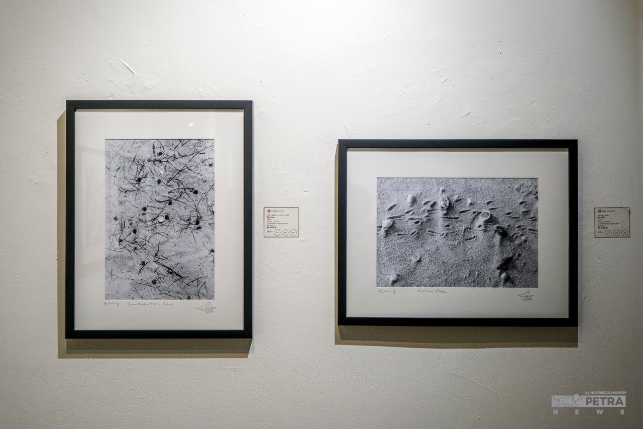 Most of Peris’s images on display are from his collection taken in the 80s. ‘Pine Needles, Acorns, Sand (I)’ (left) and ‘Morning Walk’. – ABDUL RAZAK LATIF/The Vibes pic
