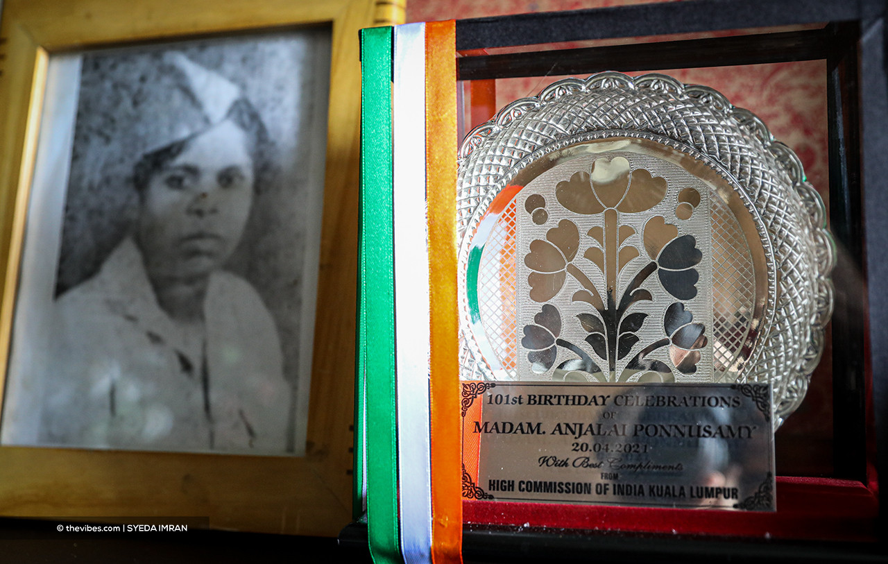 The silver plaque Anjalai received from the Indian High Commissioner last year. – The Vibes file pic