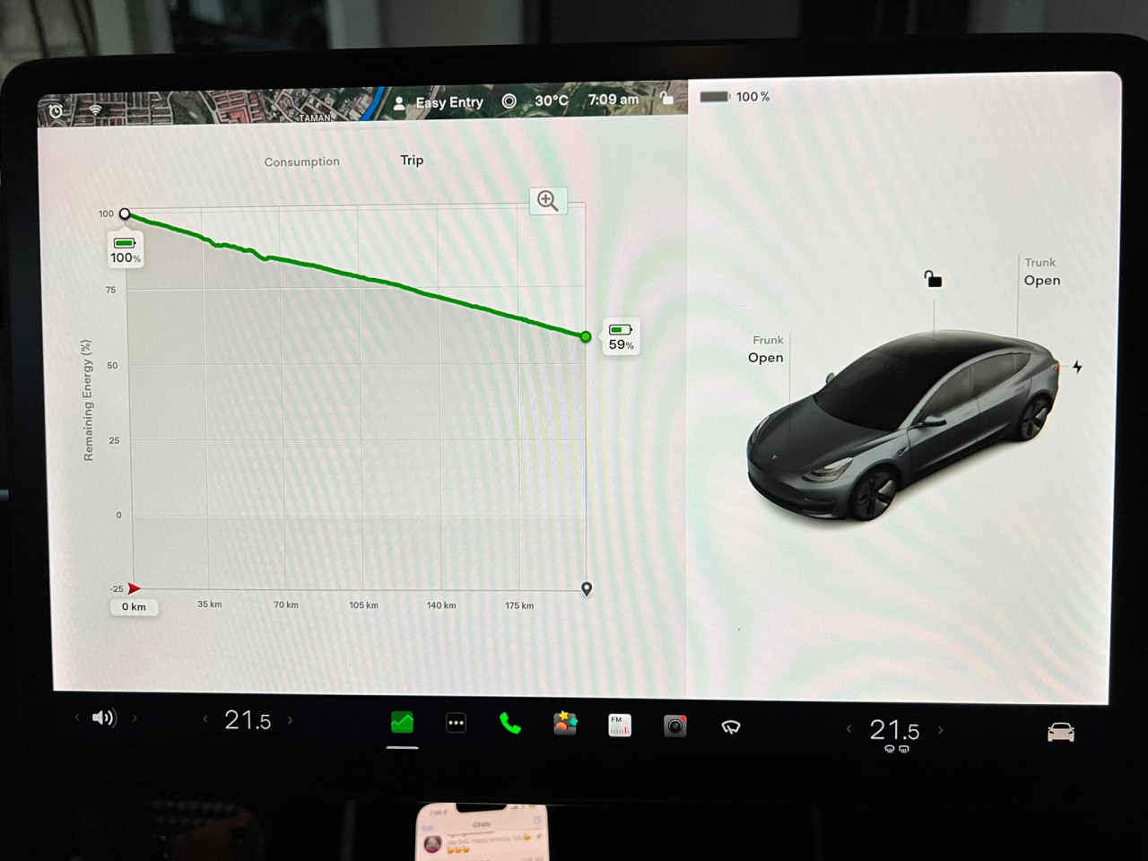 Expected energy consumption when Farhan arrives at Kuantan. The car is expected to have 59% state of charge. – Facebook pic