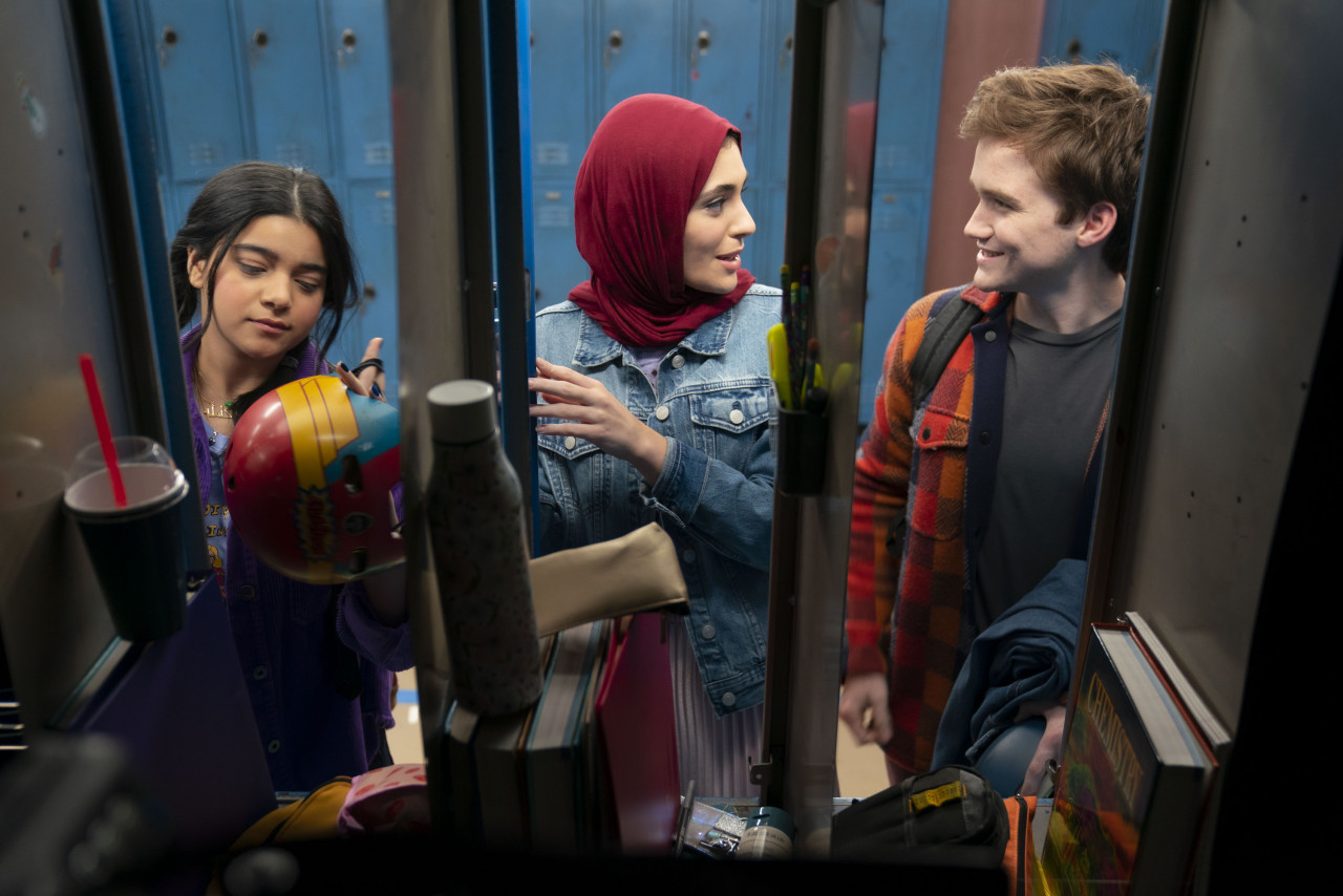(L-R) Kamala, Nakia, and Bruno hang out by the lockers. – Pic courtesy of Disney
