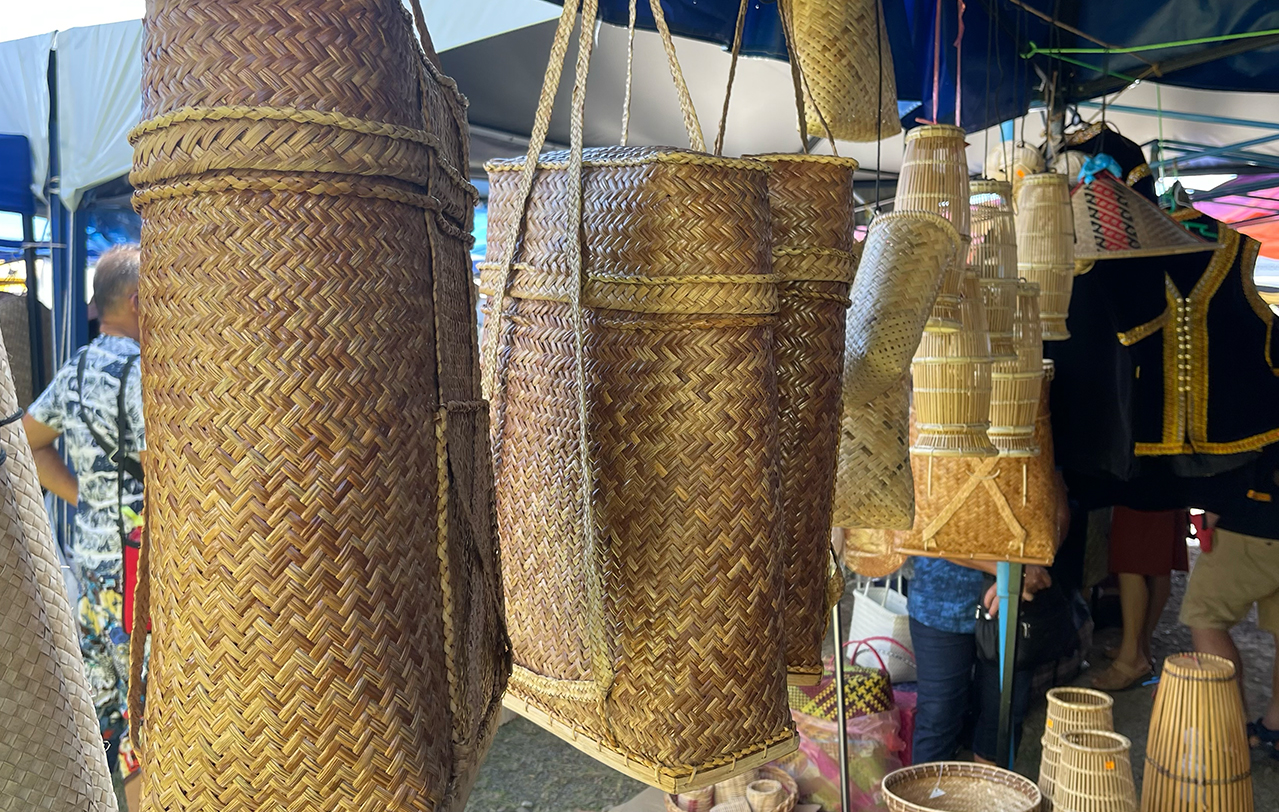 Traditional bags made out of rattan being sold near the KDCA Cultural Village. – JASON SANTOS/The Vibes pic