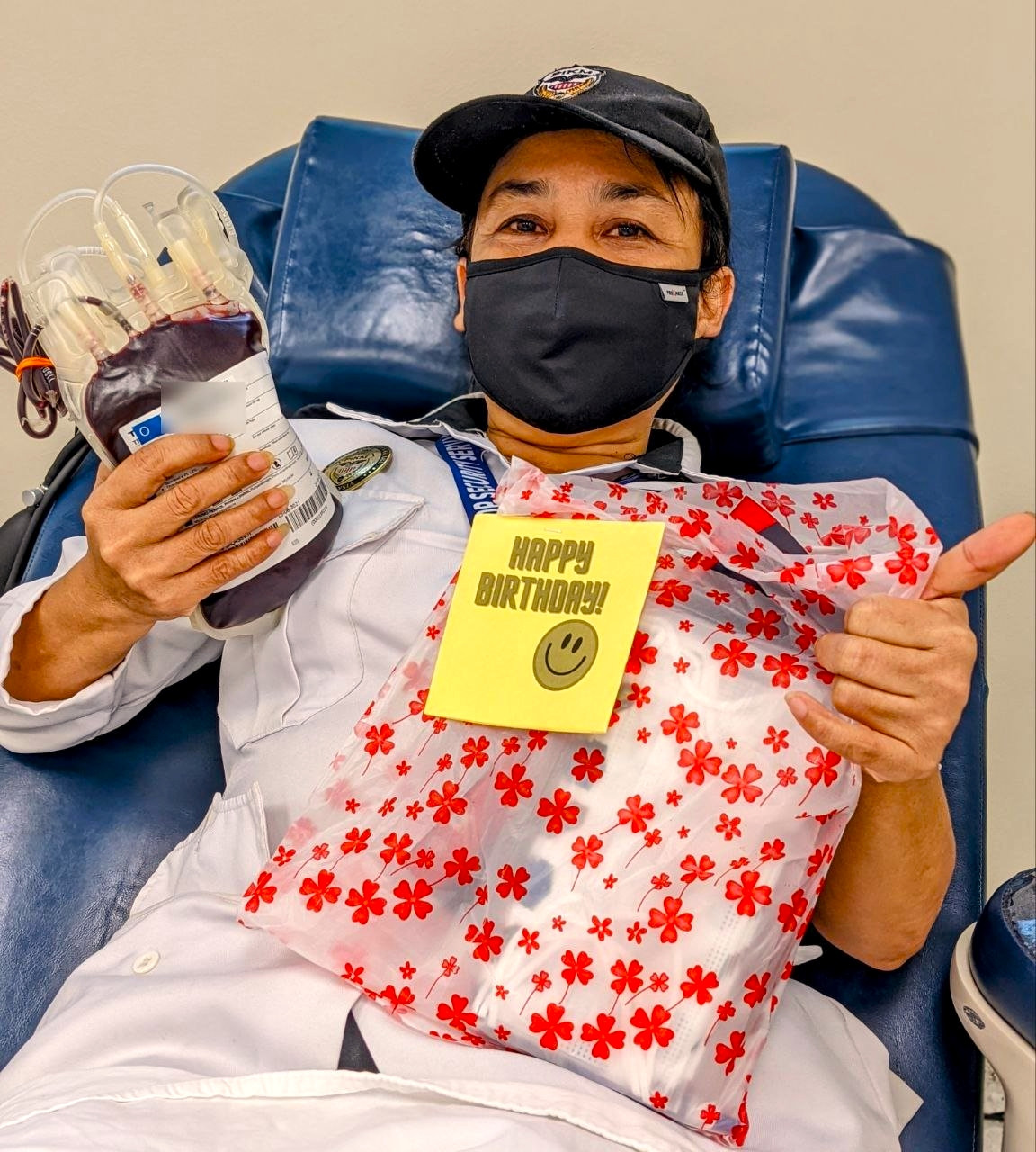 Security personnel and 'Birthday Girl' Gloria anak Jinggi donated for the 27th time in conjunction with World Blood Donor Day and her birthday on June 10. – Pic courtesy of Sarawak General Hospital Blood Bank 