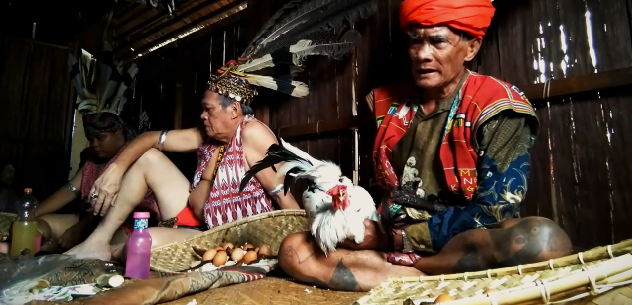 In the new form of the miring ceremony, chickens, and eggs are offered to God as a sacrifice and to honour ancestors who have passed on. – Screen grab from Sarawak Museum   