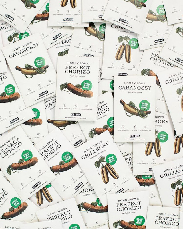 The kit for growing peas at home, and turning them into sausages