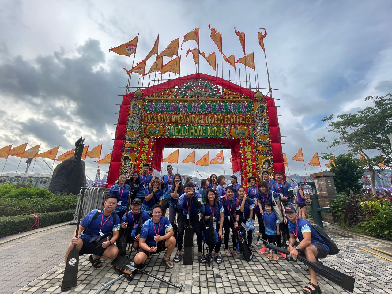 Penang Forward Sports Club Dragon Boat at the front of the Hong Kong International Dragon Boat Races event entrance. – Pic courtesy of Penang Forward Sports Club