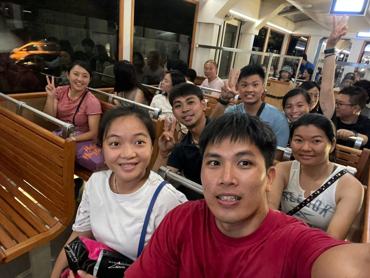 Penang Forward Sports Club Dragon Boat Team in the Peak Tram for a night view of the Hong Kong skyline atop Victoria Peak. – Pic courtesy of Penang Forward Sports Club