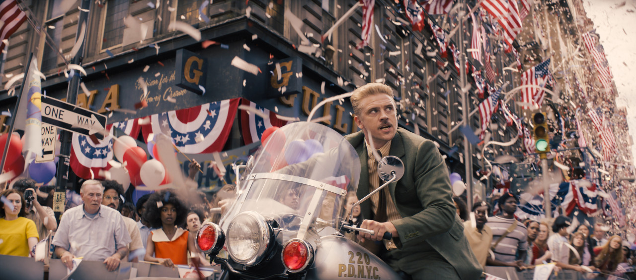 Boyd Holbrook is Klaber, Dr Voller’s top Nazi henchman. Here he is during an early chase sequence during a parade in New York City. – Pic courtesy of Lucasfilm