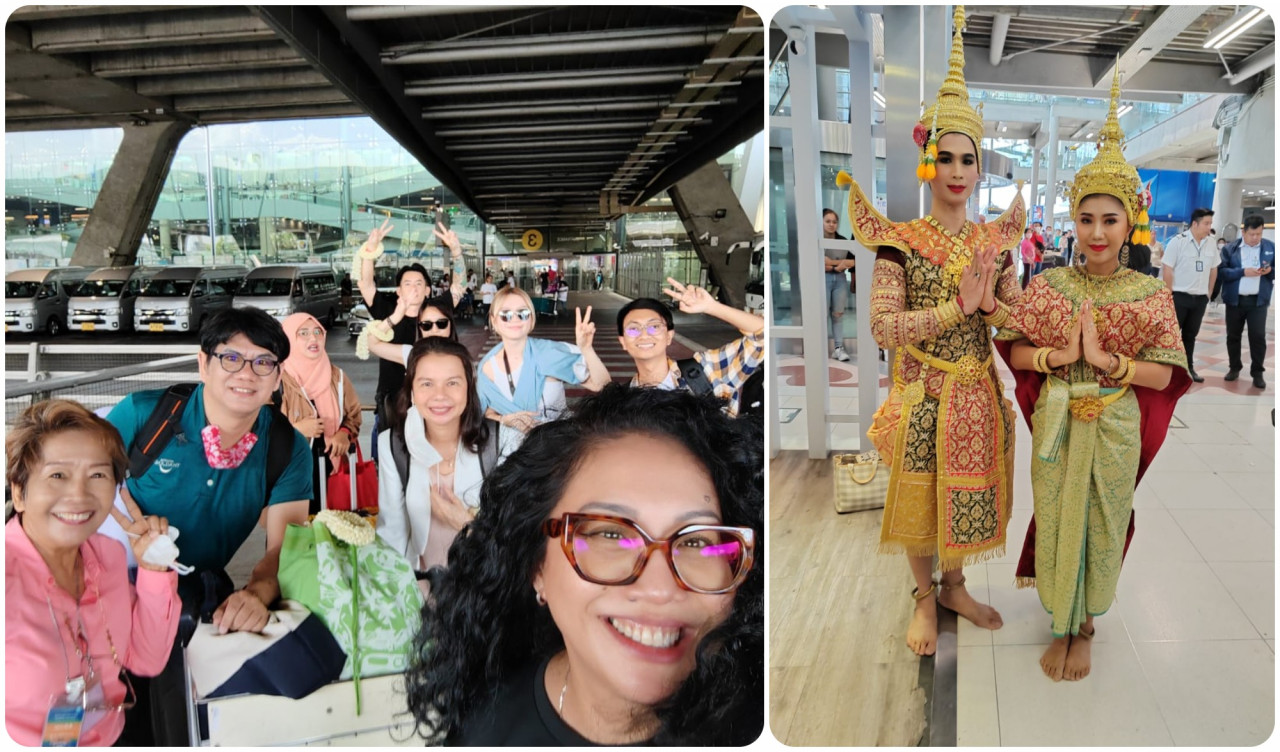 The writer (right) with other guests at Suvarnabhumi Airport. – Shazmin Shamsuddin pic