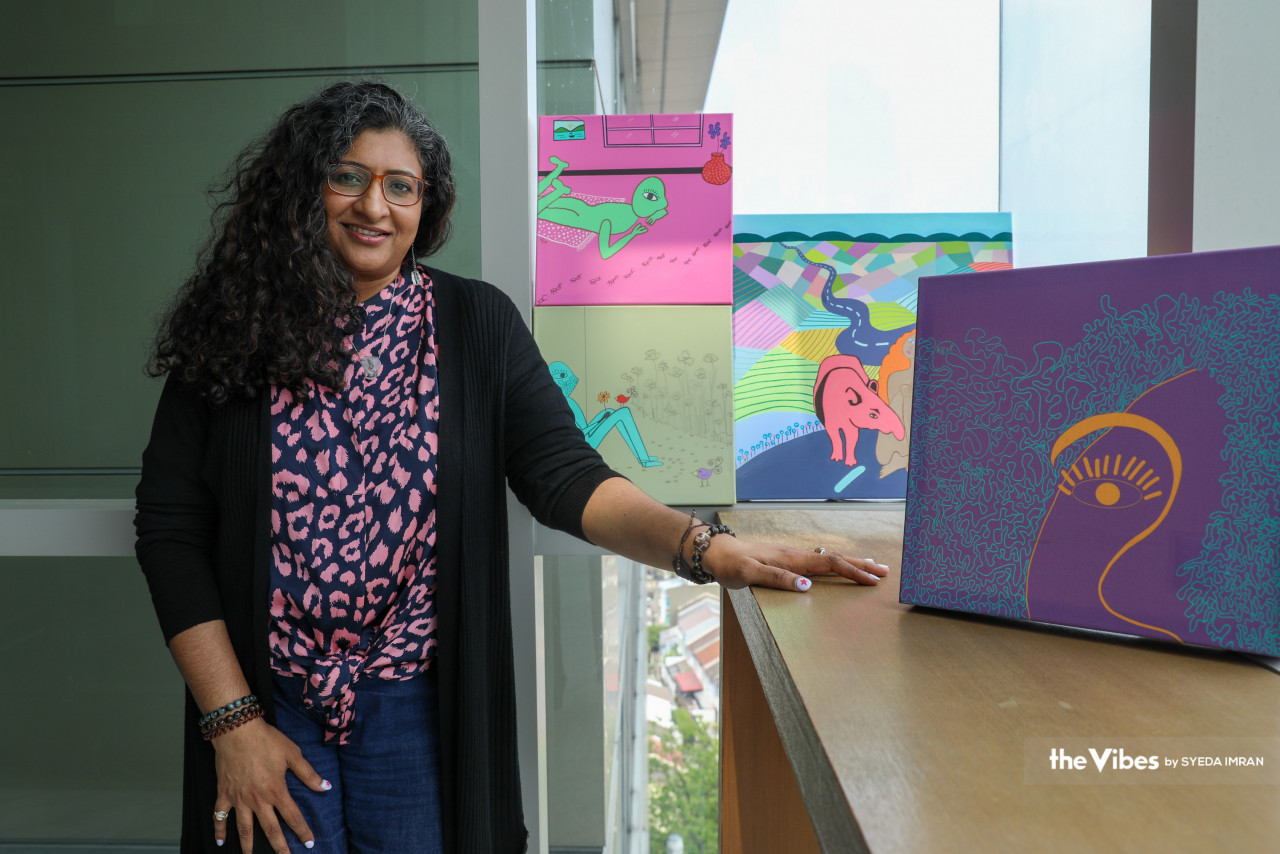 Rekha with a few of her paintings. – SYEDA IMRAN/The Vibes pic