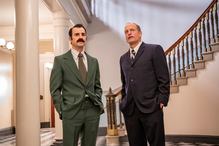 G Gordon Liddy (Theroux) and Howard Hunt (Harrelson) are an often hilarious odd couple. – Pic courtesy of HBO Go