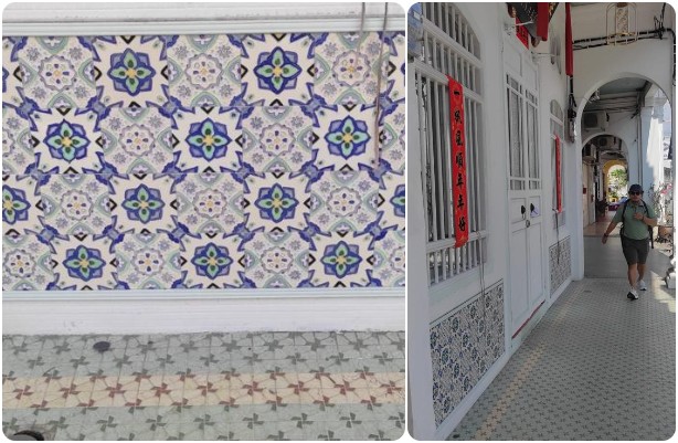 Modern tiles or replicas in a Lebuh Muntri five footway. To the trained eye, the lack of authenticity is visible. – Maria J Dass pic