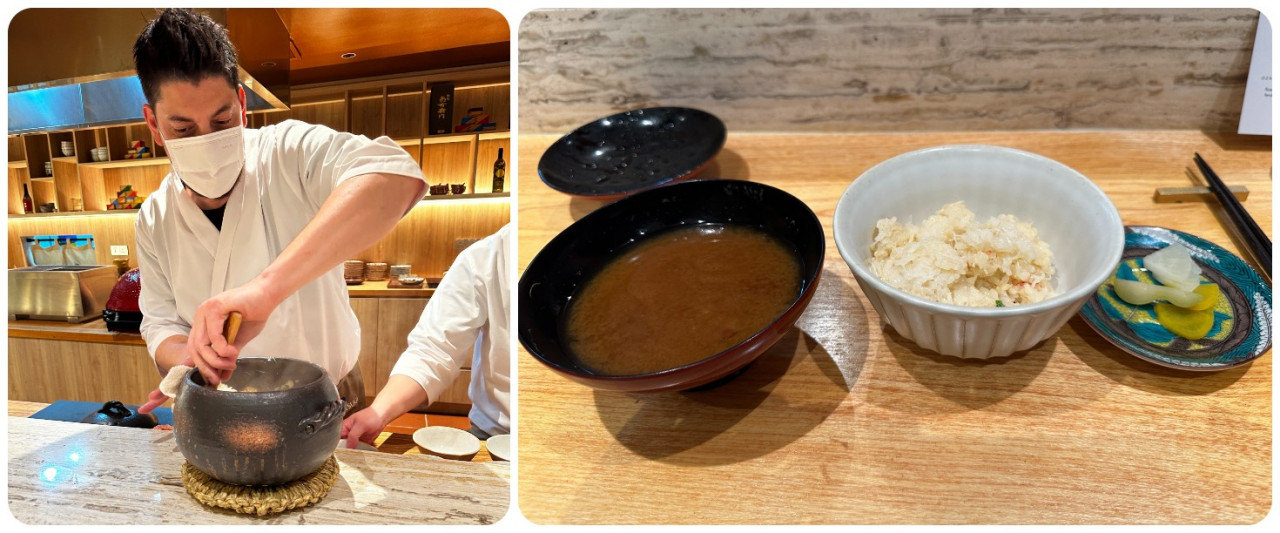 Ramsey stirs the rice and crab together. Deceptively simple, these three parts of the dish are more than the sum of their parts. – Haikal Fernandez pic