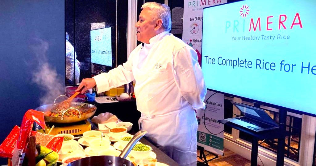 Celebrity chef Chef Wan seen here with the Primera Red Rice during a cooking demonstration. – Pic courtesy of Nomatech