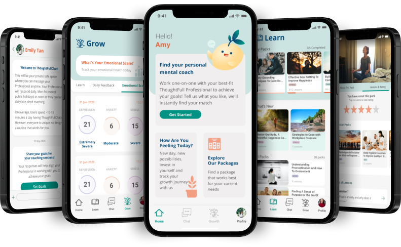 The app has many features, but is really built around facilitating one-on-one chats between users and mental health professionals at any time in the day. – Pic courtesy of ThoughtFull