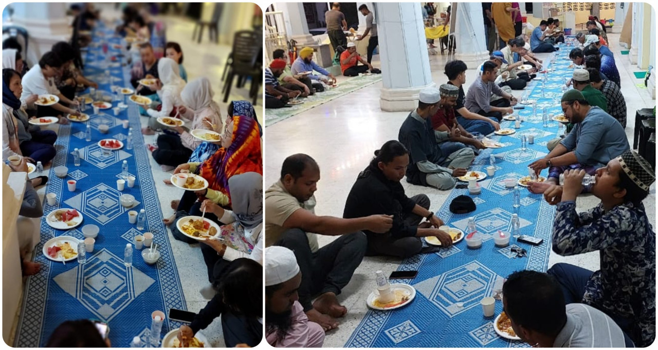 The participants during the breaking of fast at the mosque. – Ian McIntyre pic