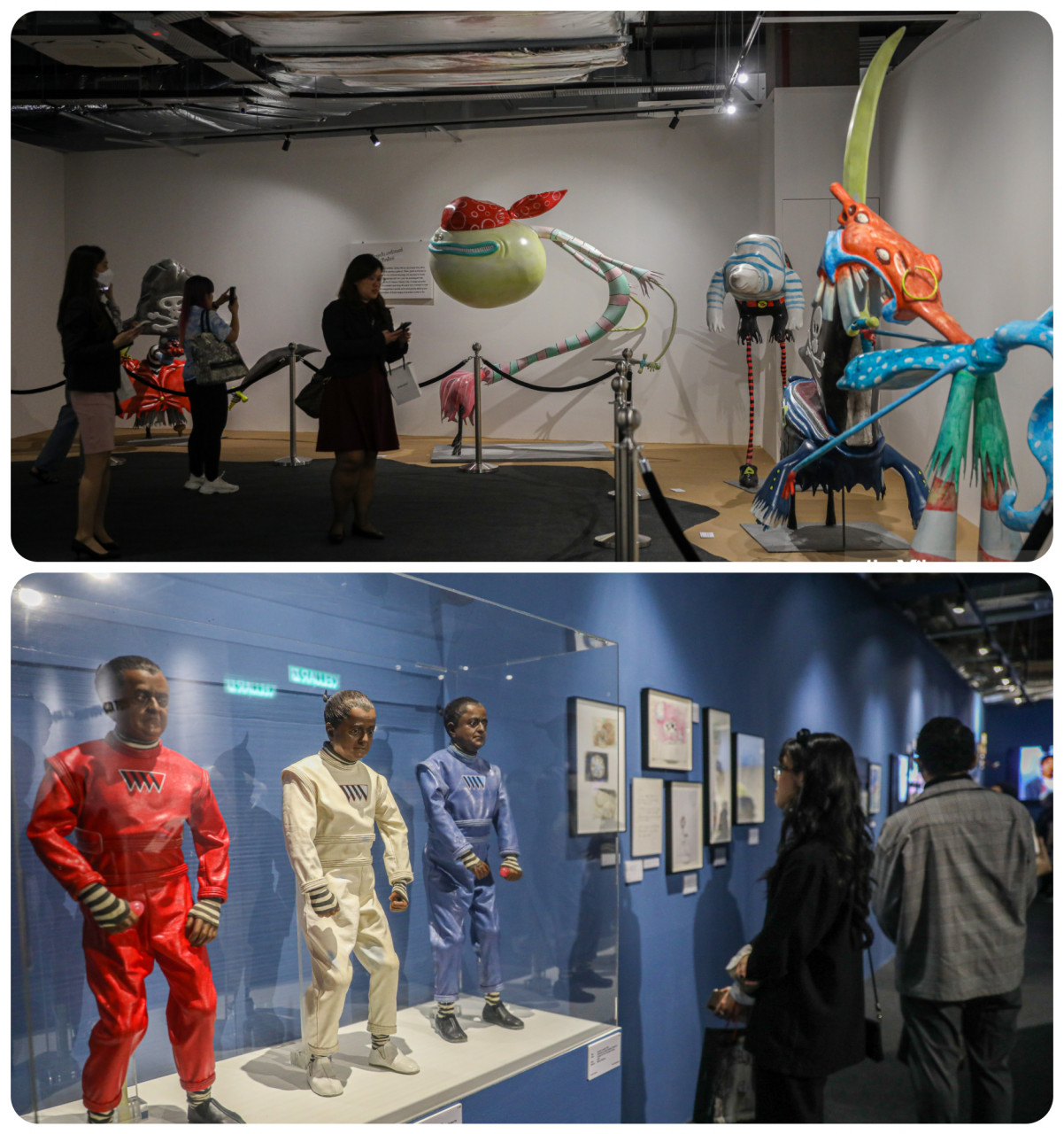 (Above) These large and outlandish sculptures come from an animated pirate film that never entered production. (bottom) Some puppets modelled on actor Deep Roy, who played the Oompa Loompa in Burton’s Charlie and the Chocolate Factory (2005). – SYEDA IMRAN/The Vibes pic