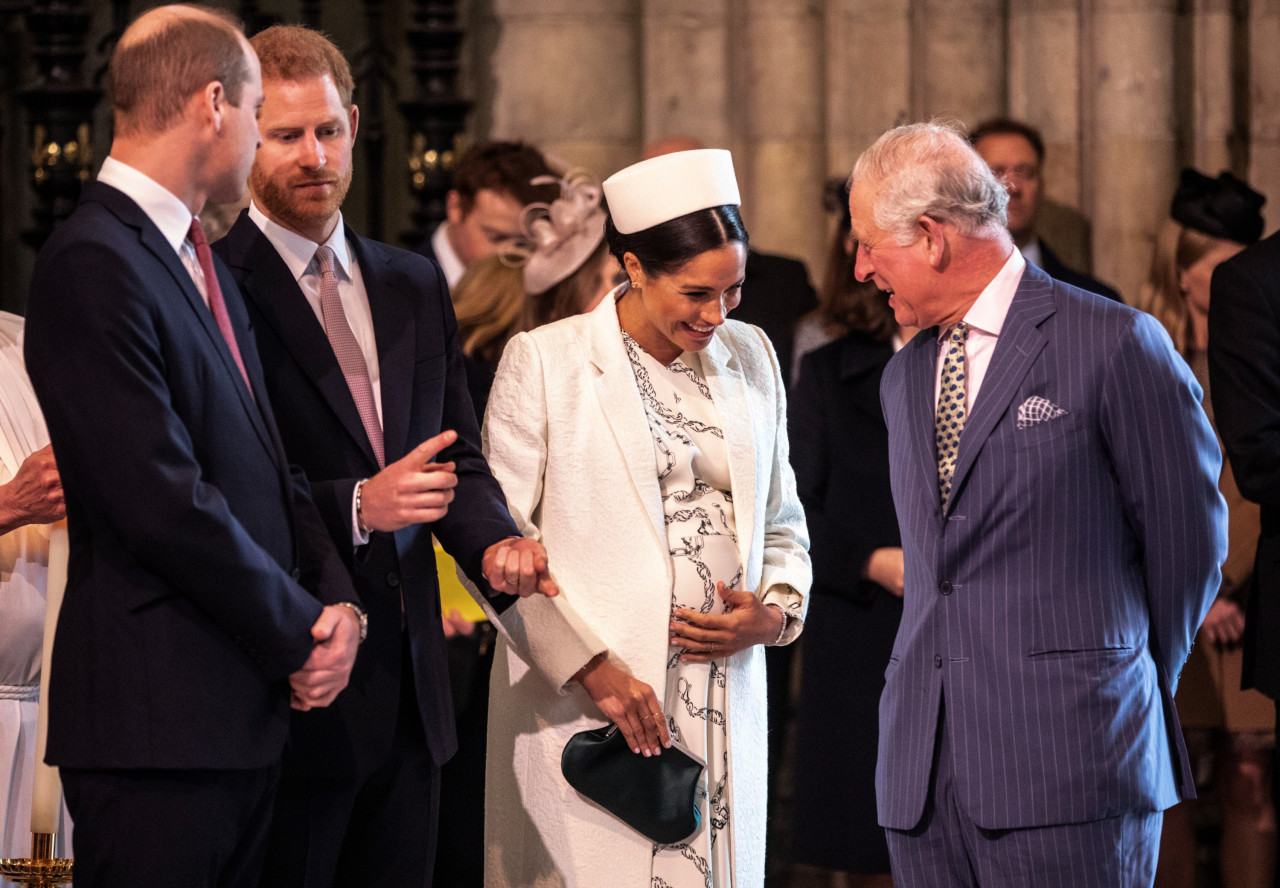 Meghan, Duchess of Sussex (2R) talks with Britain's King Charles III (R), as Prince William, (L) talks with Prince Harry, Duke of Sussex, (2L) as they all attend the Commonwealth Day service at Westminster Abbey in London on March 11, 2019. – AFP file pic