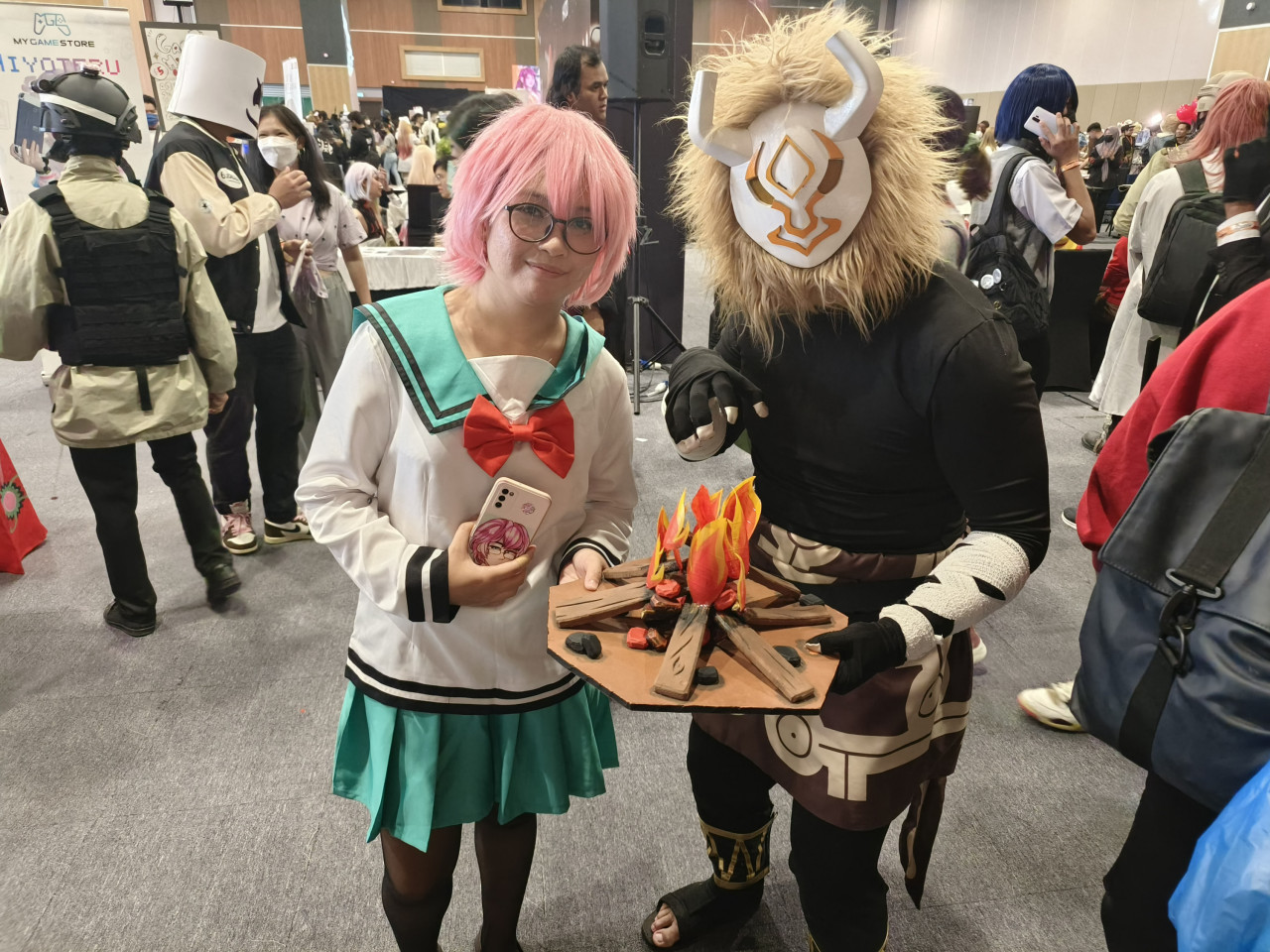 Wilson Kevin (right) dressed as Hilichurl from the video game Genshin Impact. – Rebecca Chong pic