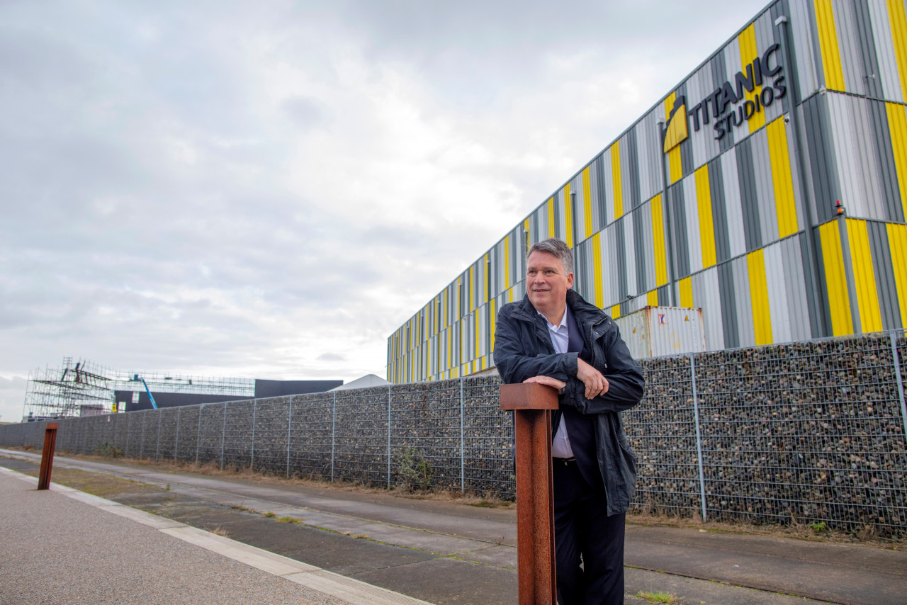 Northern Ireland Screen CEO Richard Williams poses for a photograph outside Titanic Studios, in the shadow of the Harland and Wolff shipyard, in Belfast in Northern Ireland on November 30, 2022. – AFP pic