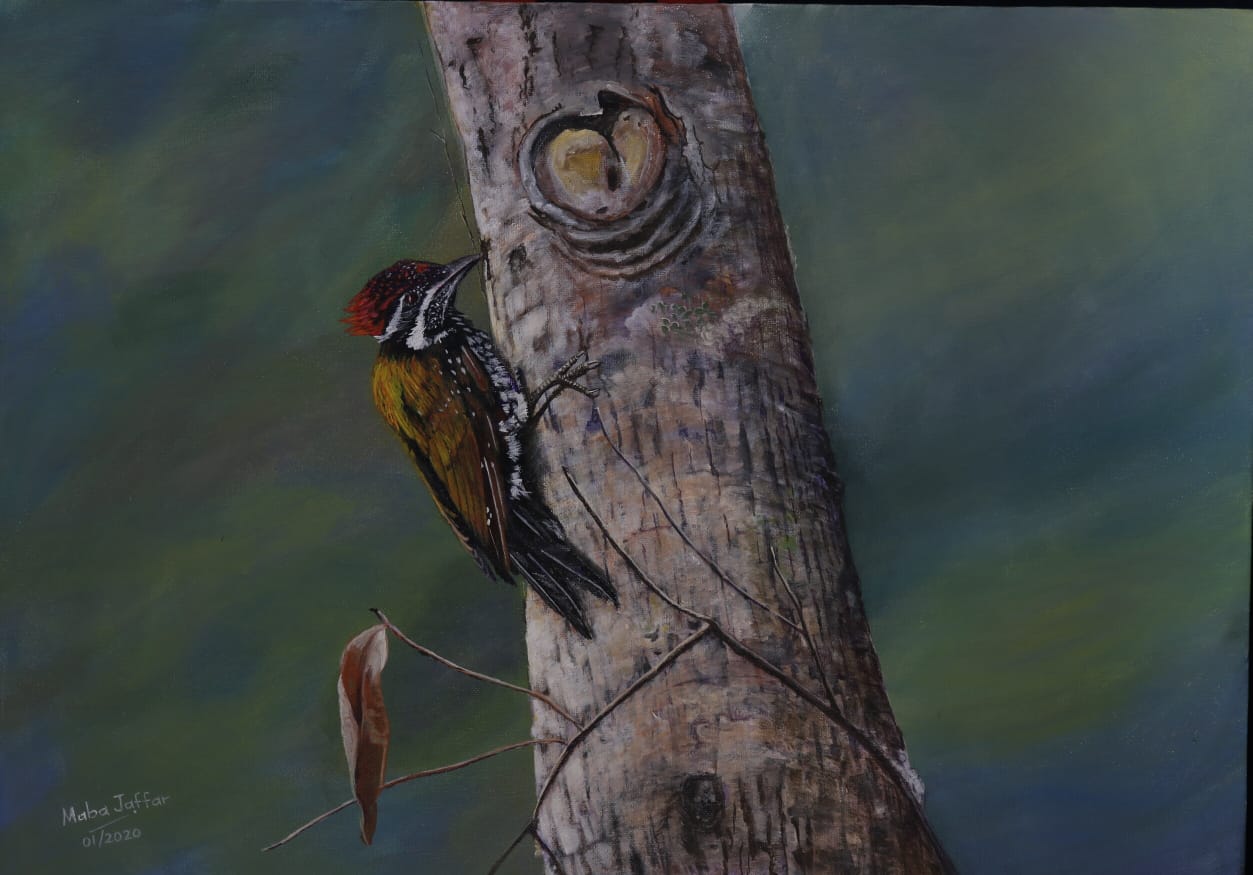 The painting shows a beautiful woodpecker which expresses the significance of compassion, appreciation, and preservation of nature as it can hardly be seen these days. – Pic courtesy of Heart2Art Exhibitors