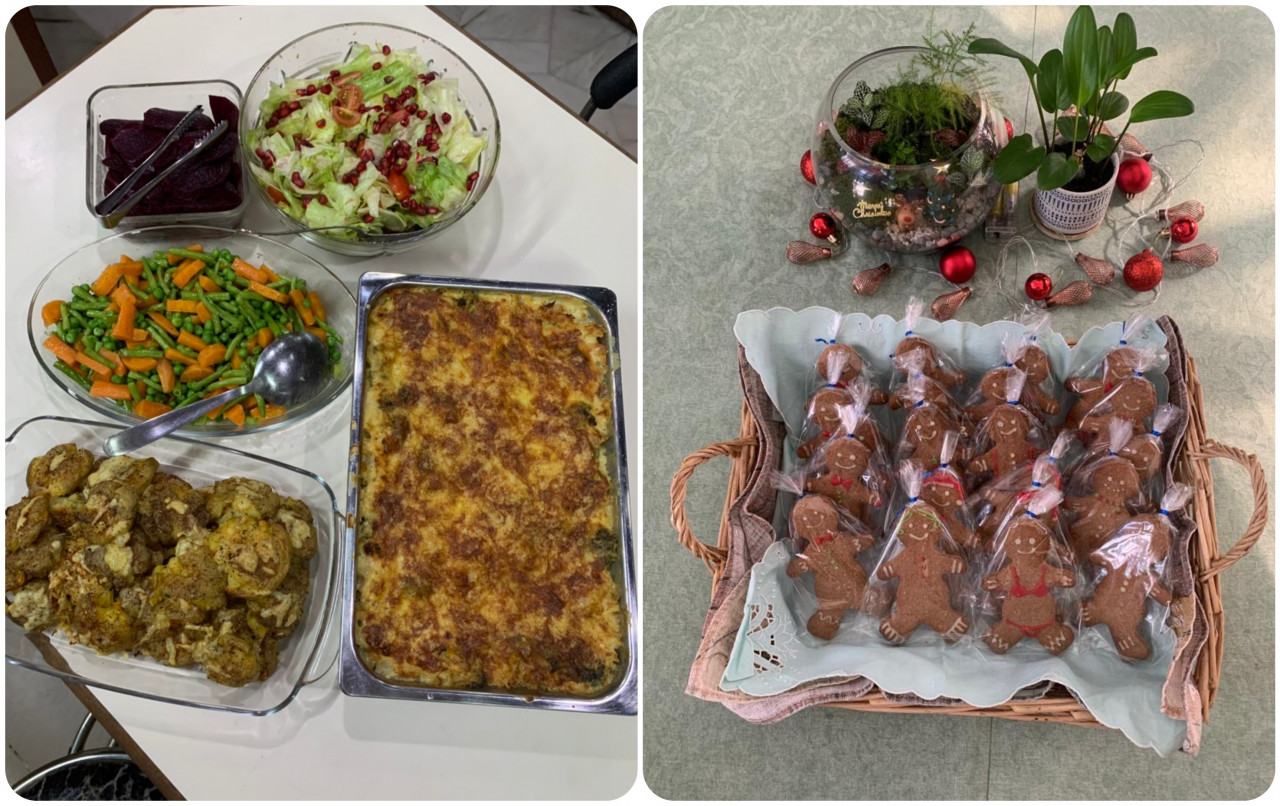 For the Speldewindes, their Christmas spread is completely meatless table (left) and homemade gingerbread cookies. – Pic courtesy of Sasha Speldewinde