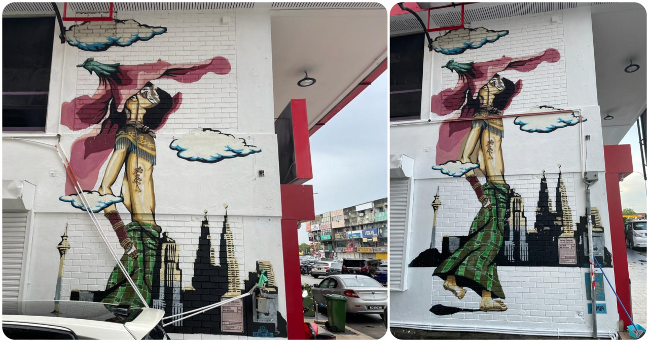 A before- and after-restoration comparison of the mural in Jalan SS 2/67. – Pic courtesy of ADN Kampung Tunku