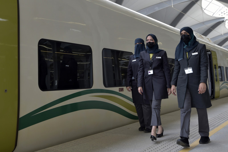 Women drive fast train to Mecca as Saudi workforce evolves