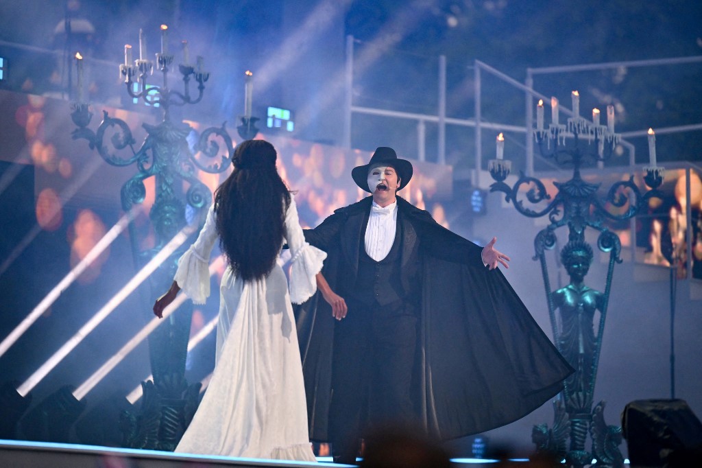 Actors from the musical Phantom of the Opera performing at the Platinum Party at Buckingham Palace on June 4, 2022 as part of Queen Elizabeth II's platinum jubilee celebrations. – AFP file pic