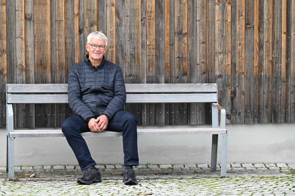 Former mayor of Krumbach Arnold Hirschbuehl sits in front of the community house in Krumbach, on October 10, 2022. – AFP pic